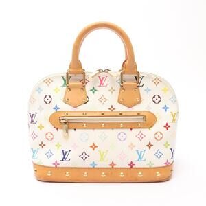 Louis Vuitton Alma Handbag Leather Monogram Multicolore Multicolor White